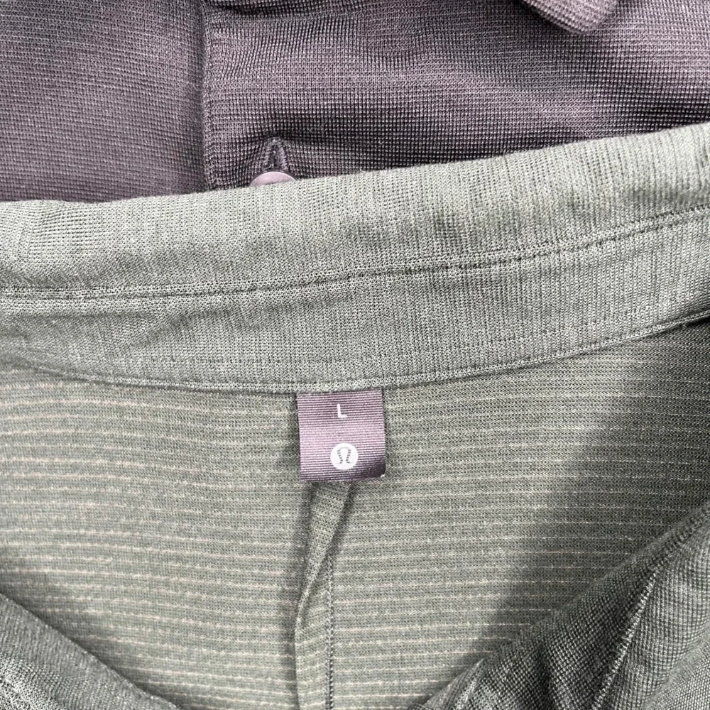 Lululemon Mens Metal Vent Tech Polo Shirt Bundle Black Green Striped Size Large